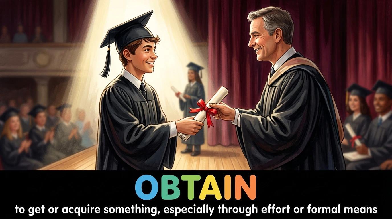English Illustration for obtain